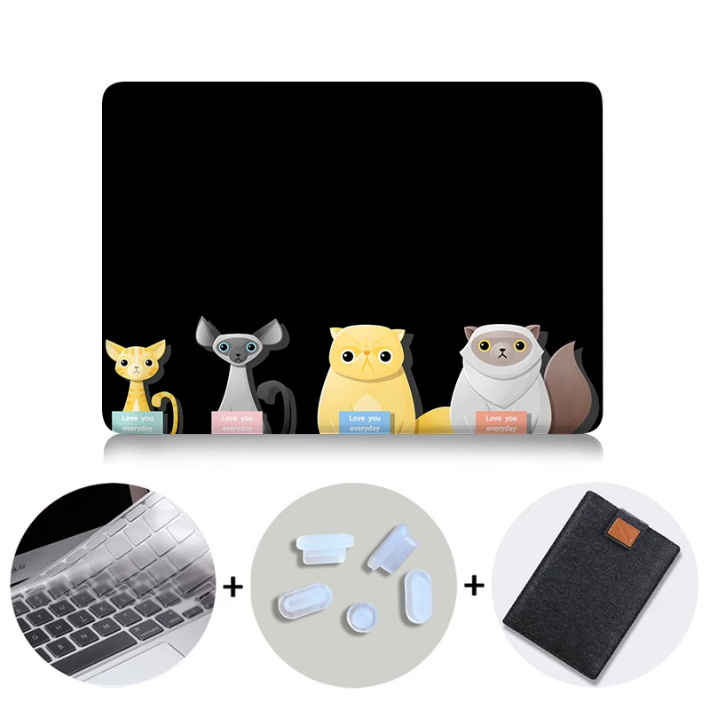 MTT чехол с мультяшными животными для Macbook Air 11 13 Pro retina 13 15 с сенсорной панелью для mac book 12 дюймов чехол для ноутбука с милым котом - Цвет: MB13
