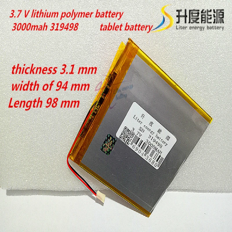 319498 3,7 в 3000 мАч литий-полимерная батарея резервное питание 339598 планшет батарея мобильный аудио-визуальный 3095100