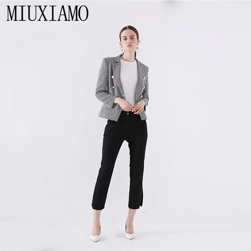

MIUXIMAO TOP QUALITY 2019 Newest Fall Winter Runway Double-breastedJacket Women's Single Button Blazer Overcoat vestidos
