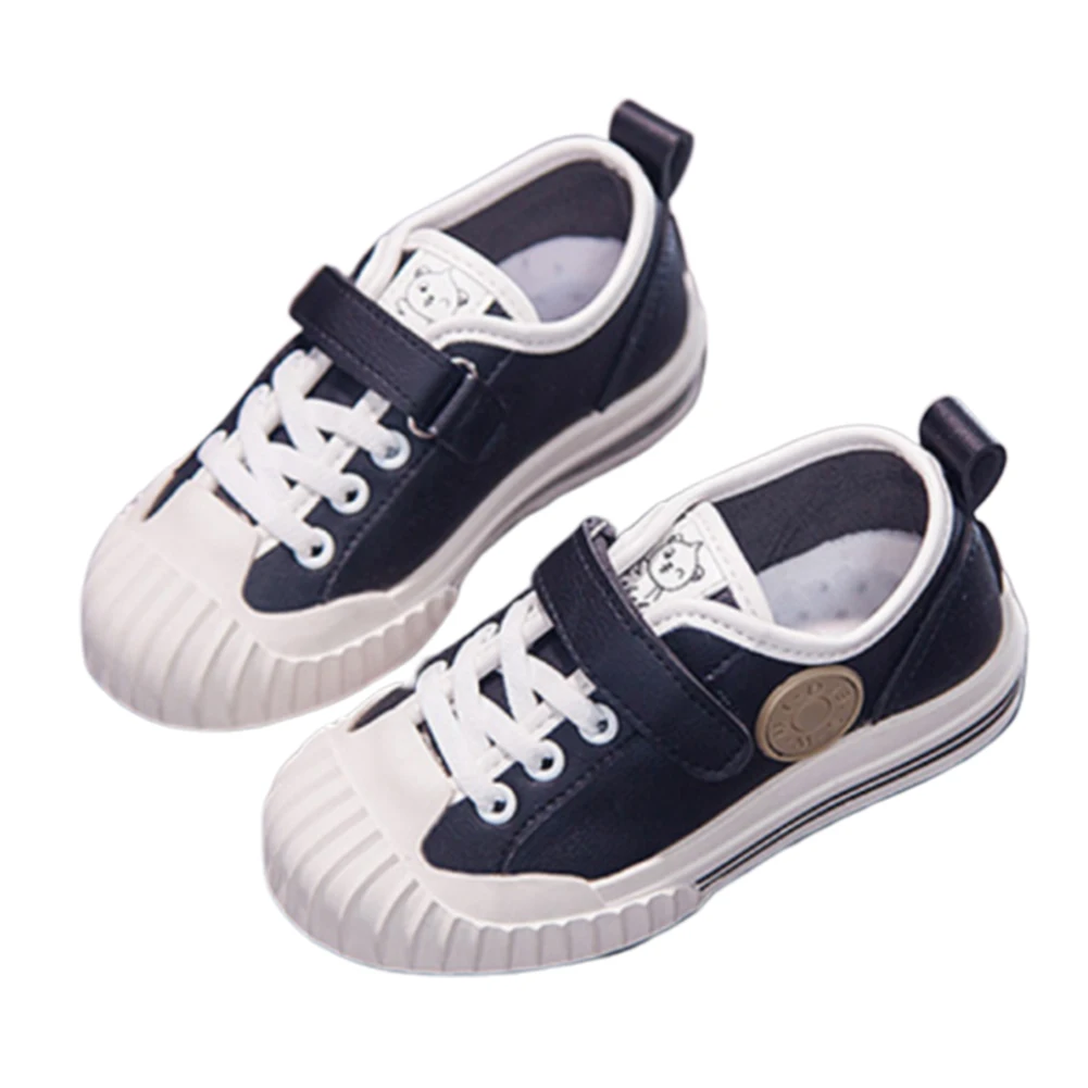 

Daclay Kids Shoes Girls Canvas Shoes Boy Fashion Sneakers PU Leather Hook & Loop Kids Anti-slip Casual Shoes