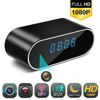 

1080P HD Clock Camera Wireless WIFI Micro Cam IR Night View Alarm Camcorder Digital Clock Video Camera Built-in Battery Cam