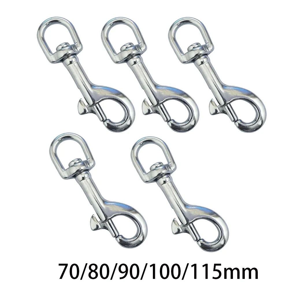 65mm-115mm Stainless Steel Double Ended Clip Hook Snap Diving Buckle Silver 