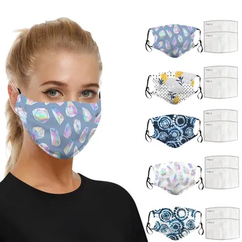 

Face Mask With Print Dustproof Windproof Foggy Haze Anti-spitting Protective Mask Adjustable Washable Protection Face Mouth Mask