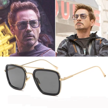 

[ACVCAS] Avengers Tony Stark Sunglasses Iron Man 3 High Quality Polarizer Sun Glasses Men's Luxury Vintage Metal Glasses