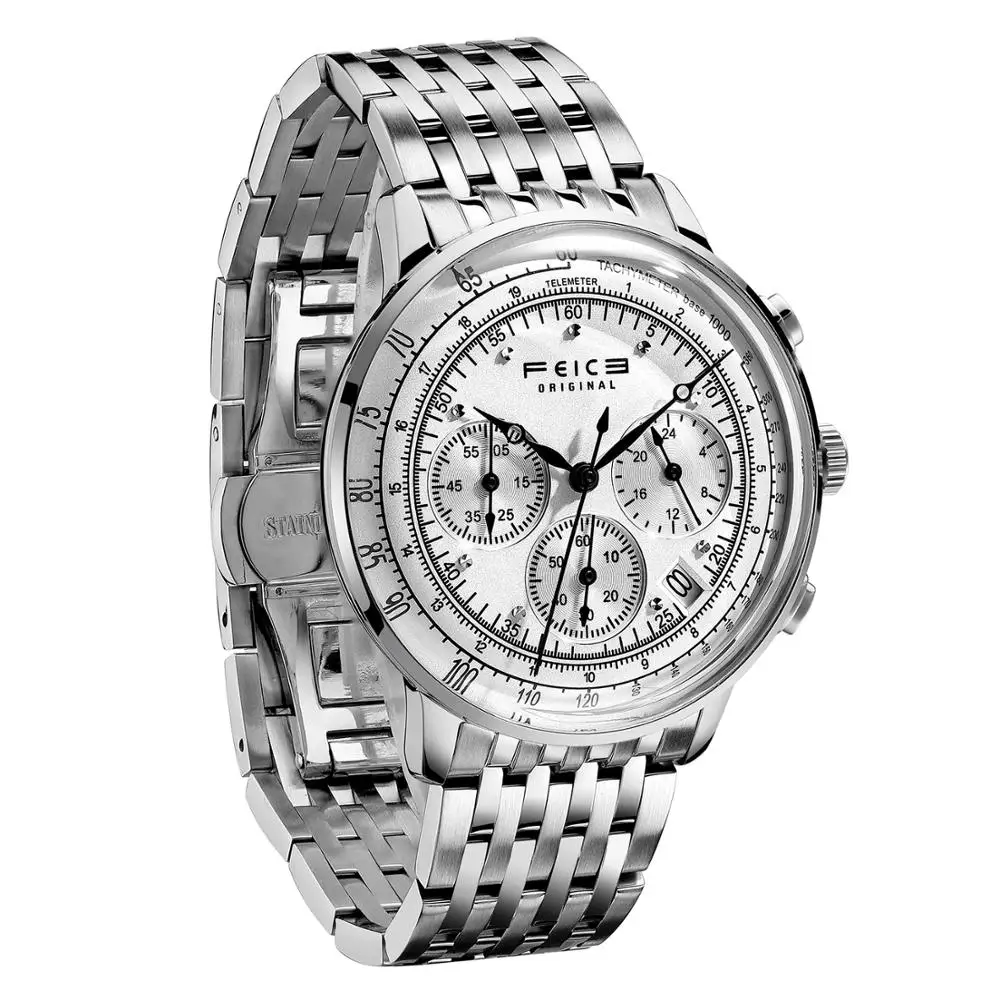 FEICE Fashion Vintage Chronograph Watch Men's Quartz Stopwatch Waterproof Casual Sport Multi-function Wrist Watches FS303