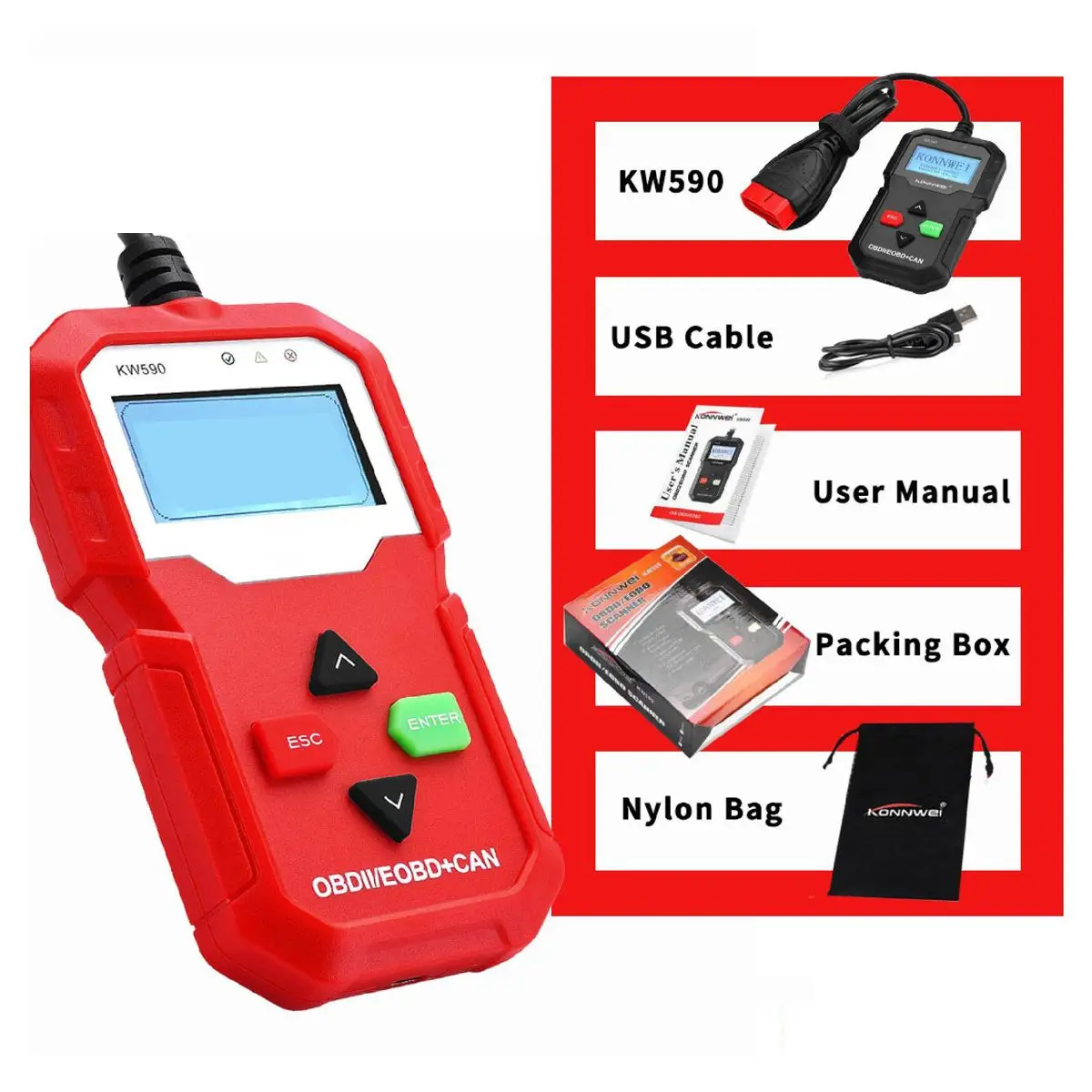 Audew 12 В красный OBD2 автомобильный диагностический инструмент сканер OBDII/EOBD сканер поддерживает все 10 режимов