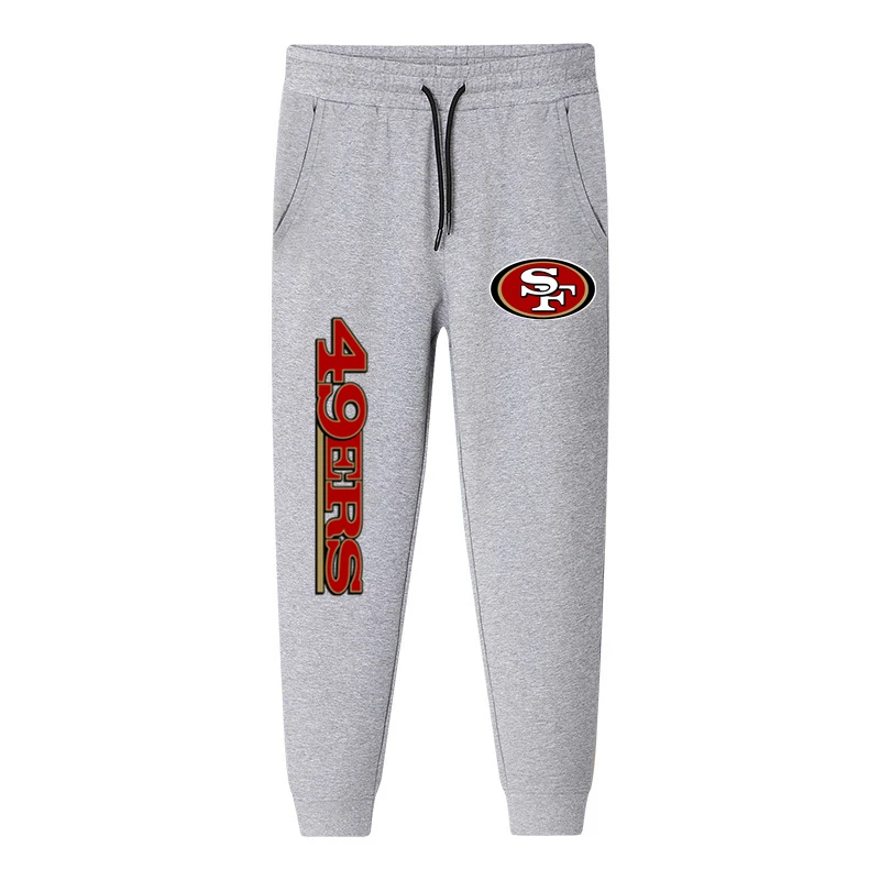 49ers Gray Патриоты чемпионы плюс бархатные зимние спортивные штаны Vikings Saints Мужские Женские Теплые повседневные спортивные штаны брюки для влюбленных XS-5XL - Цвет: 49ers Gray