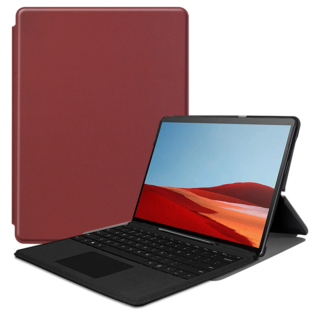 Для Surface Pro X Slim Fit чехол из искусственной кожи чехол-книжка для планшета с держателем для ручки совместимый с типом чехол для клавиатуры Fundas - Цвет: 04