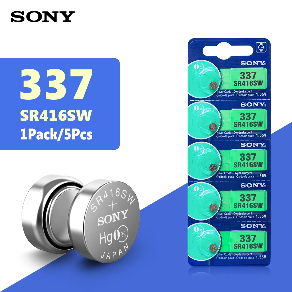 5 шт. для sony 337 SR416SW кнопочные батарейки 1,55 в монета оксид серебра LR416 623 D337 V337 SP337 часы игрушка на батареях