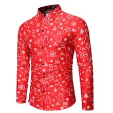 Модная мужская рубашка размера плюс, Рождественская Мужская рубашка, Мужская одежда, мужские рубашки, повседневные облегающие официальные рубашки, camisa masculina