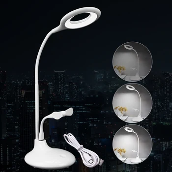 

LED Stand Desk Lamp with Mini Fan Touch Switch 3 Levels Dimmer 1200mAh Battery Rechargeable Bedside Room Study Light Table Lamps