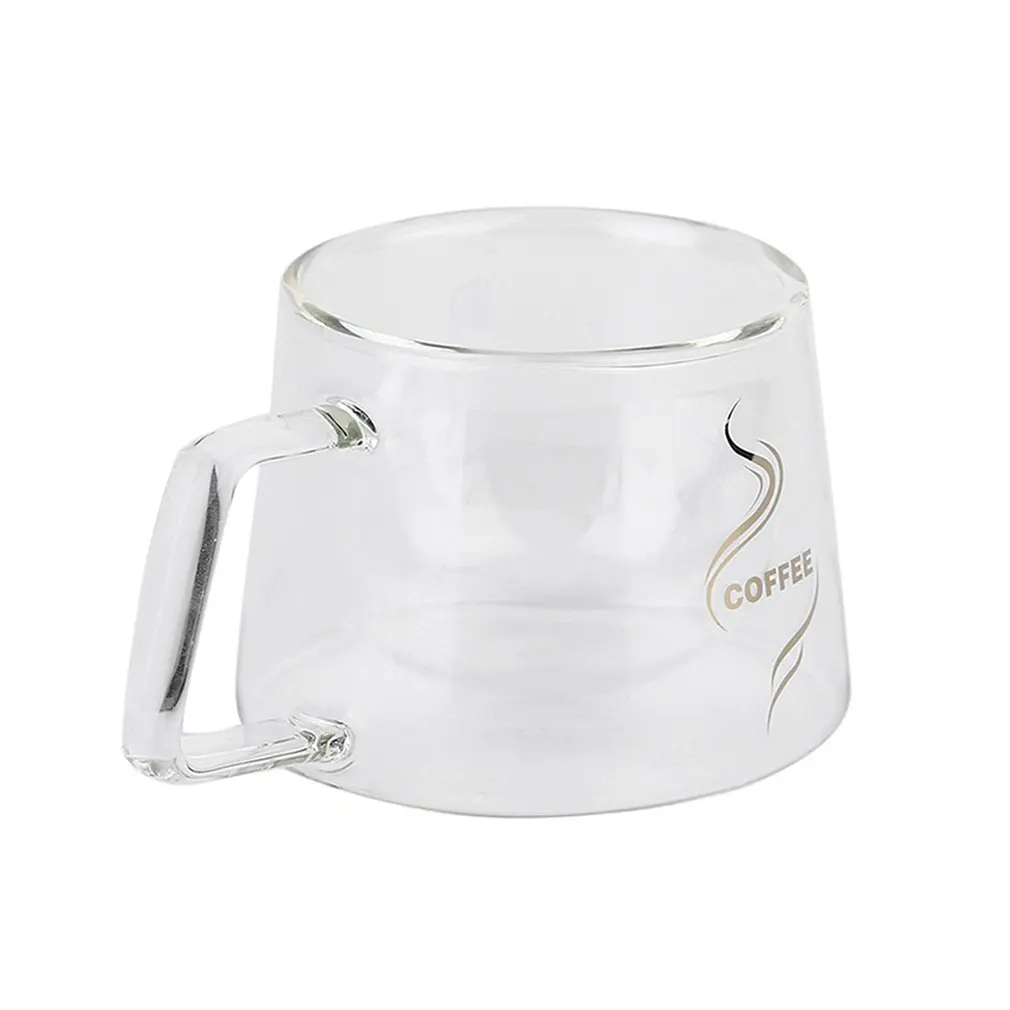 Двухслойная стеклянная кофейная кружка чашка боросиликатное стекло бутылка для воды китайский чай модный дизайн термостойкая Ручка чашка 200 мл