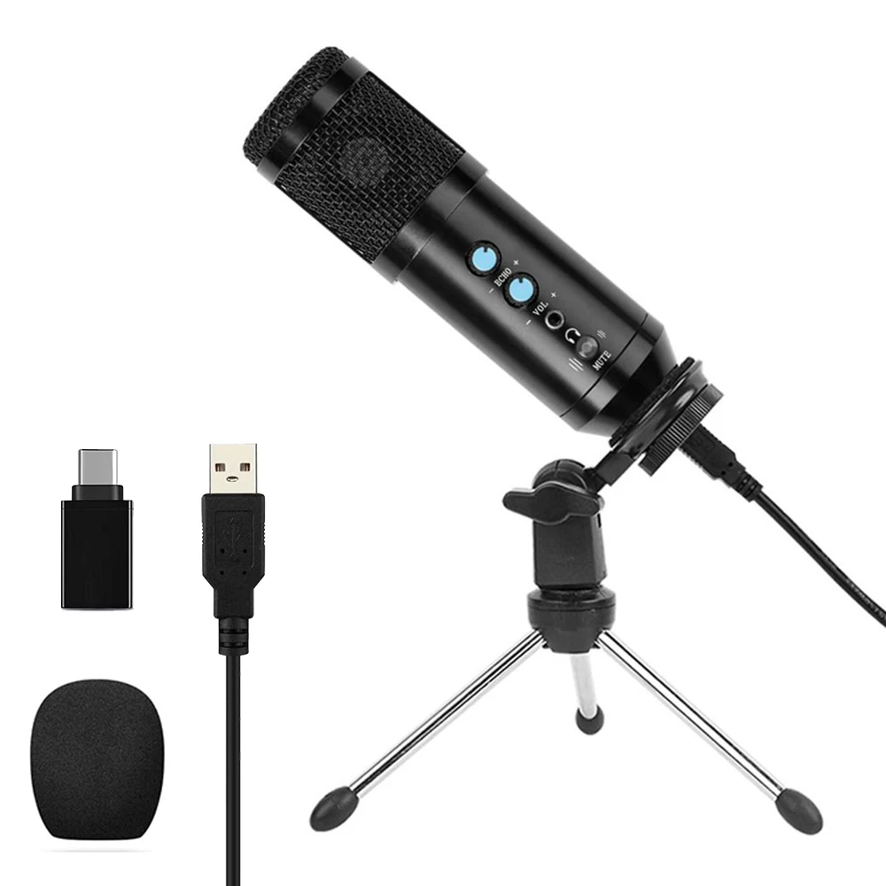 XIAOKOA USB Computer Microphone Kit  Condenser Professional Podcast Mic for PC Phone Karaoke Youtube Studio Recording Mikrofon 