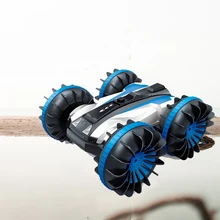 2.4G RC Excavator Stunt Car 360 Rotation 2 Sides Waterproof Driving on Water Land Amphibious Electric sports Toys for Children