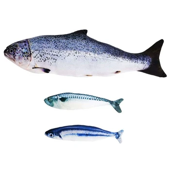 

Catnip Interactive Fish Toy Set of 3 Cat Pet Teeth Cleaning Health Chew Bite Refillable Fish Toy