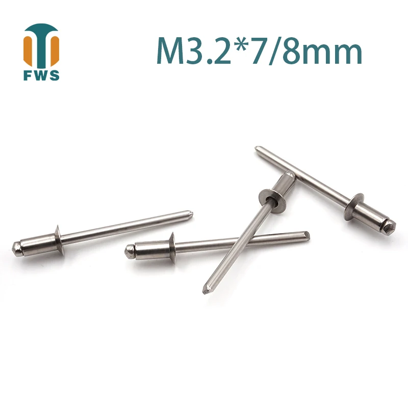 

10 PCS M3.2*7/8mm Stainless Steel Countersunk Head Break Mandrel Blind Rivet Nail Pop Rivets for Furniture Car Aircraft