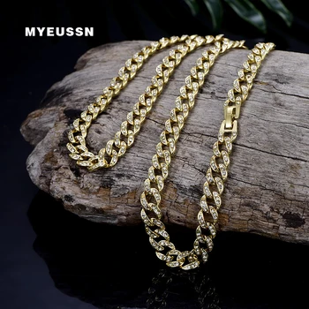 

Bling Bling 9MM Cuban Link Chain Necklace Bracelet Men Iced Out Crystal Miami Hip Hop Chain Jewelry Fashion Rhinestone Necklaces