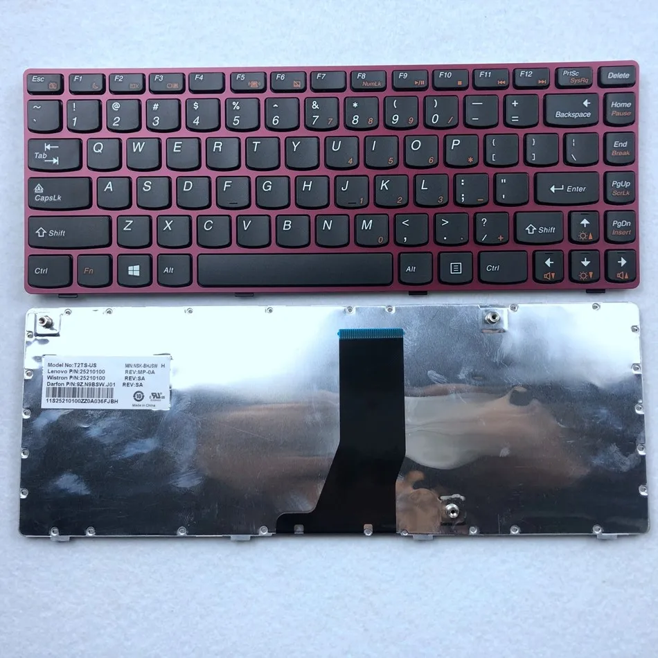 

US Russian Laptop Keyboard for Lenovo V480S V380 V380A V380S V485 red Frame RU US Layout