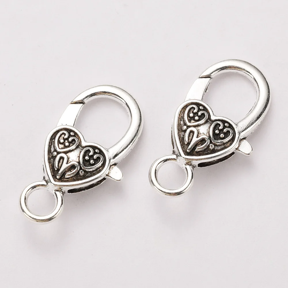 10pcs/lot 26x15MM Lobster Clasp Hooks Heart Keychain Clasps Bracelet Chain Accessory for Jewelry Making Components DIY stainless steel clasps jewelry making tools