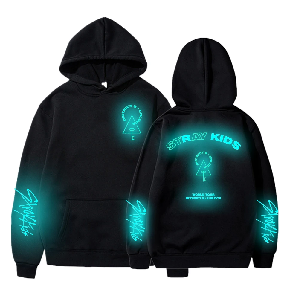 

Mens Tracksuits 2020 Women's Hoodies KPOP Stray Kids Concert District 9 Unlock Oversized Hoodie Sweatshirt Hooded Coat Luminous