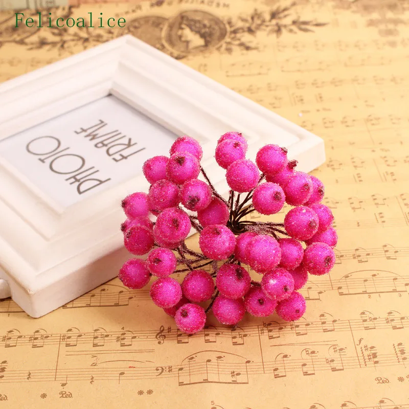 40 Köpfe Mini-Kunststoff, künstliche Früchte, kleine Beeren, künstliche Blumen, Kirschstrauß, Staubblatt, Hochzeit, Zuhause, Weihnachten, dekorativ – Detail 8