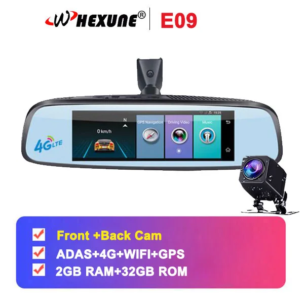 WHEXUNE 3 объектива 8,0 дюймов Автомобильный видеорегистратор Android 4G 2GB+ 32GB Автомобильное Зеркало dvr FHD 1080P ADAS gps монитор парковки потоковое заднего вида Автомобильный видеорегистратор - Название цвета: E09