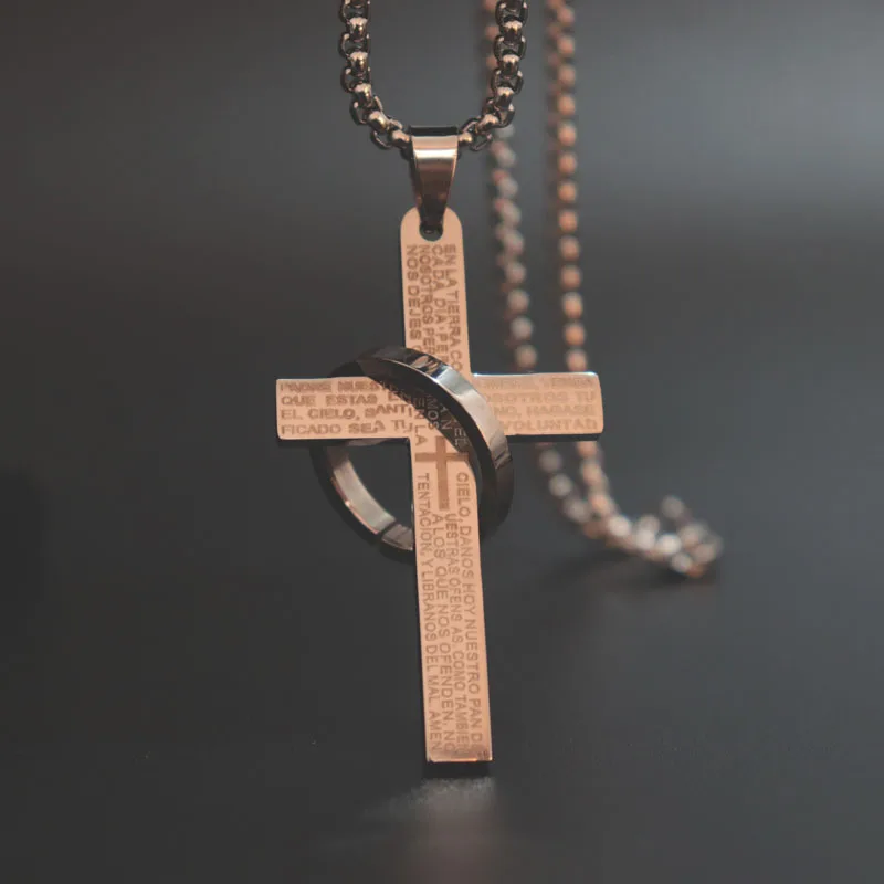 Простой крест с круговой подвеской ожерелье s Нержавеющая сталь цепь Христос Круз ожерелье для мужчин мальчиков крутой шею ювелирные изделия колье