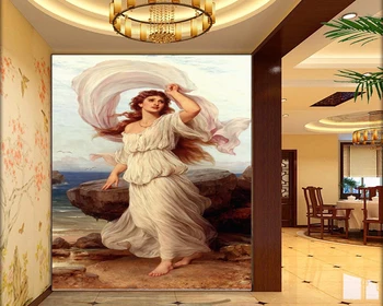 

3d Wallpaper Mural European White Dress Beautiful Girl Mural Indoor Porch Background Wall Decoration Silk Wallpaper