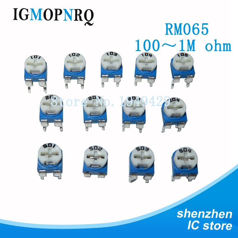20pcs RM065 RM-065 100 200 500 1K 2K 5K 10K 20K 50K 100K 200K 500K 1M ohm Trimpot Trimmer Potentiometer variable resistor