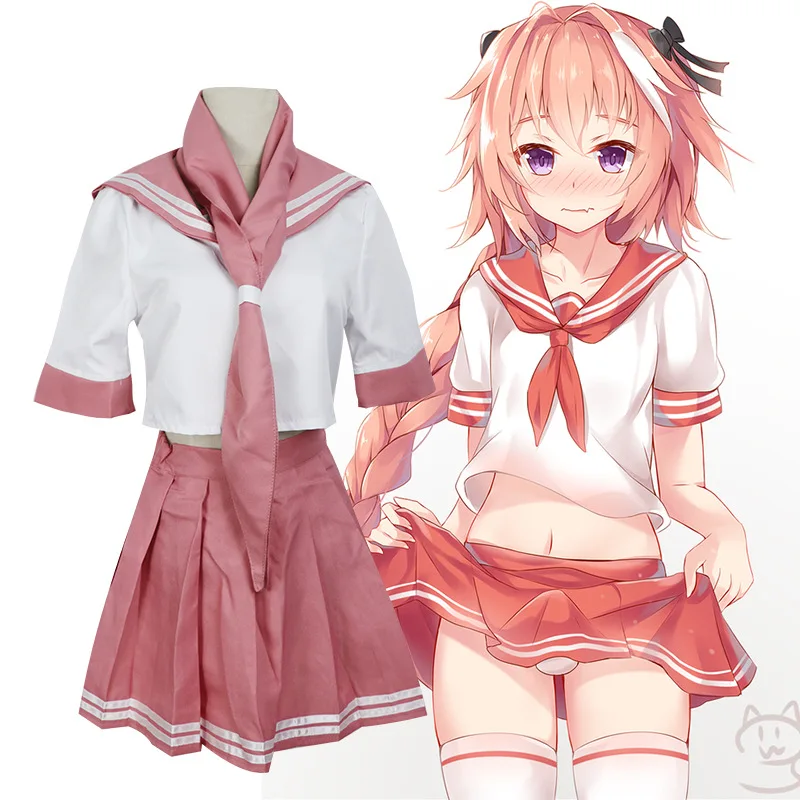 

Full Set Fate Grand Order Apocrypha Rider Astolfo Asutorufo Sailor Cosplay Costume Fate Apocrypha JK School Uniform