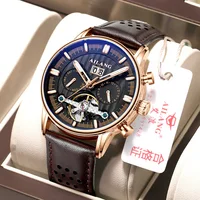 AILANG Leather Men Mechanical Watch Automatic date Waterproof Business Clasic with hollow Style mens watches