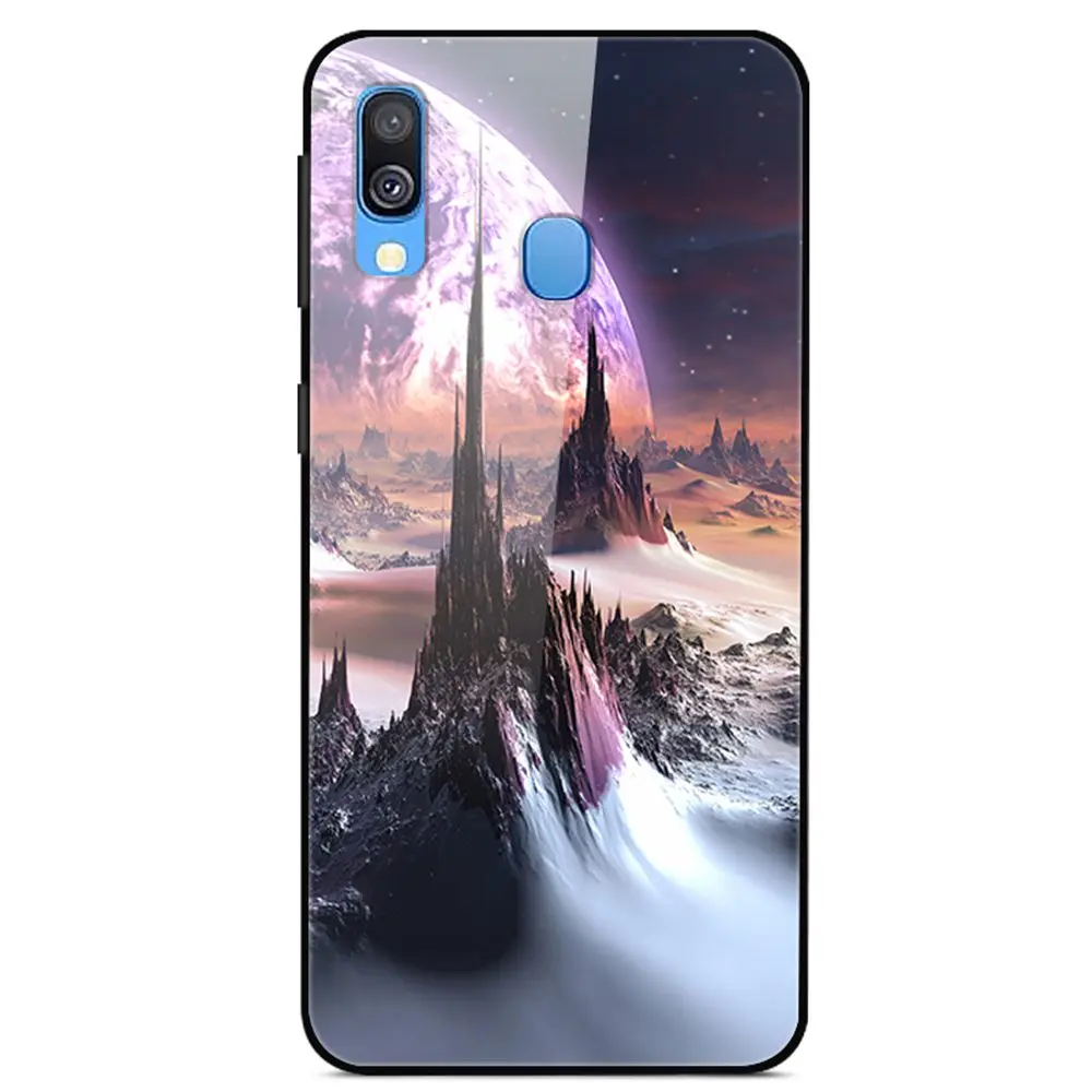Ударопрочный чехол с принтом чехол-крышка с узорами для samsung Galaxy A40 закаленное стекло бампер для samsung A40 чехол