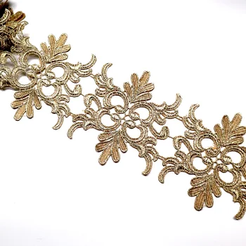 

5Yards/lot 10.5CM Width Metallic Gold Lace Trim DIY Handmade Embroidery Water Soluble Lace Trimmings Venice for Garments LSHB623