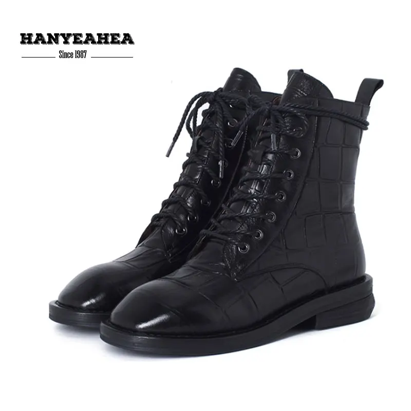 

Cross-tied Female Boot Neutral Punk Women Shoes Concise Fashion 35-40 Brown Black Hot Sales Zipper Autumn Winter Women Shoes