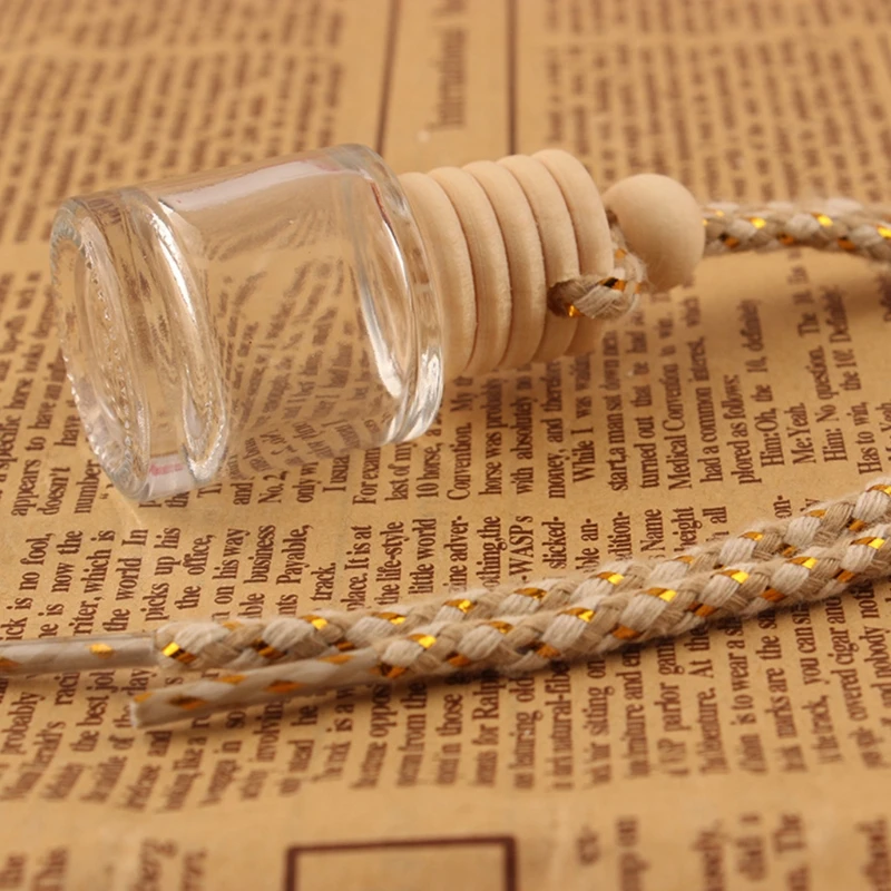 10Pcs Car Hanging Glass Bottle Empty Perfume Aromatherapy Refillable Diffuser Air Fresher Fragrance Pendant Ornament 3