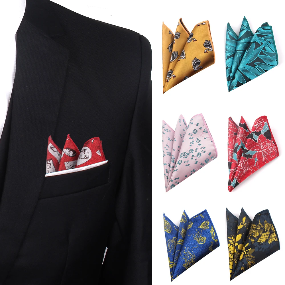 Men Handkerchief Polyester Woven Cartoon Pattern Hanky Casual Pocket Square For Men Chest Towel For Business Wedding Hankies cotton lady handkerchief for bridal wedding party portable towel napkin hankies 449b