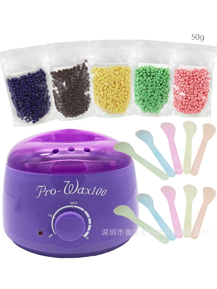 

New Style Packaged Combination Profession Mini Unhaired Butter-bean Machine + 5 Bag 50G Wax Bean + 10 PCs Scraping Hair Removal