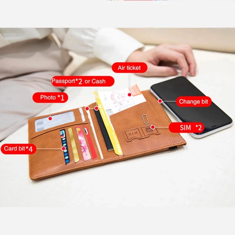 Zciti 무료 각인 RFID 여권 커버, 여행용 남성 빈티지 지갑, 비즈니스 다기능 은행 카드 홀더 케이스, 맞춤형