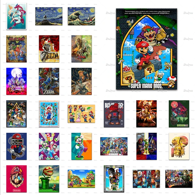 Mario Retro Poster Nintendo Gaming Video Game Art Kids Room Decor Game Decor Home Decor Canvas