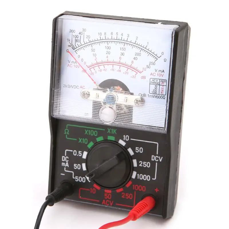 

DC/AC Analog Multimeter Voltmeter Ammeter Voltage Current Ohm Resistance Meter with Test Probe Pen