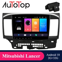 Reprodutor dos multimédios do carro do andróide 10.0 de autotop 2din para a navegação do rádio gps de lancer x 2007-2018 bluetooth 4g wifi mirrorlink nenhum dvd