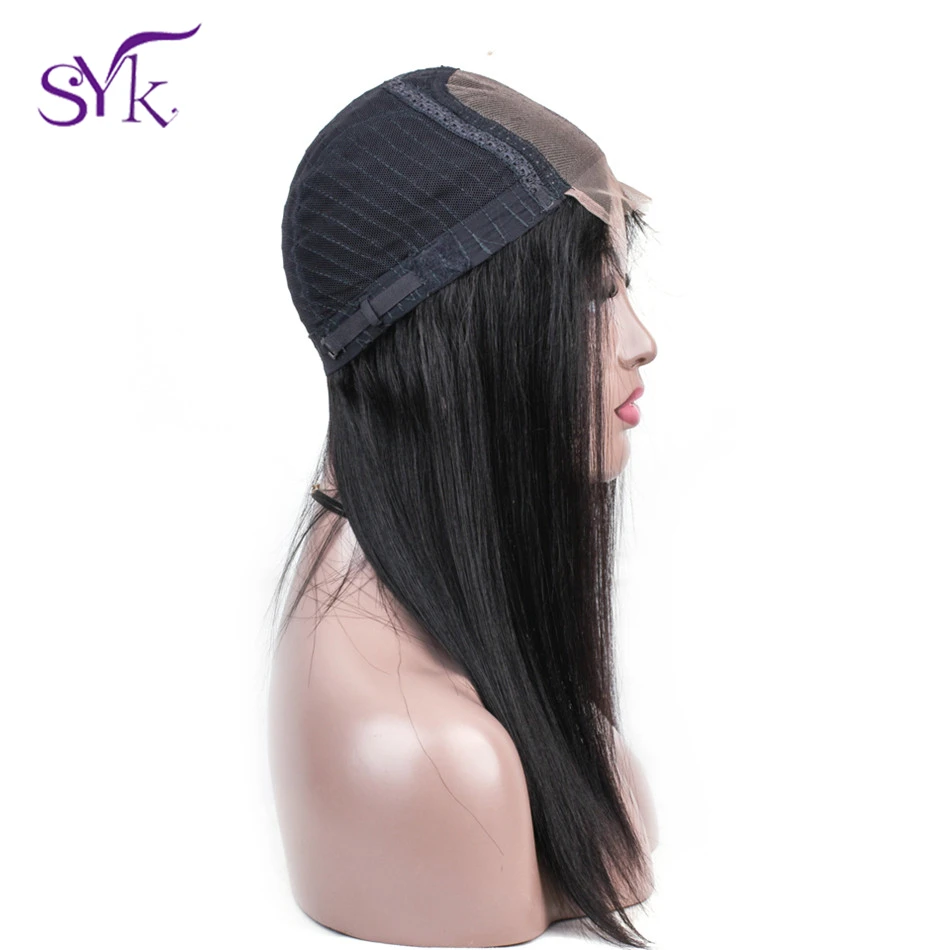 Skup SYK włosów brazylijski proste włosy ludzkie peruki 4*4 zamknięcie koronki peruka dla czarnych kobiet Non Remy Natural Color 10 \