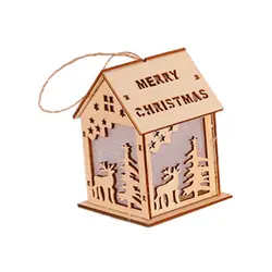 1 шт. Рождественская елка подвеска светящаяся каюта креативный деревянный с декоративные огни