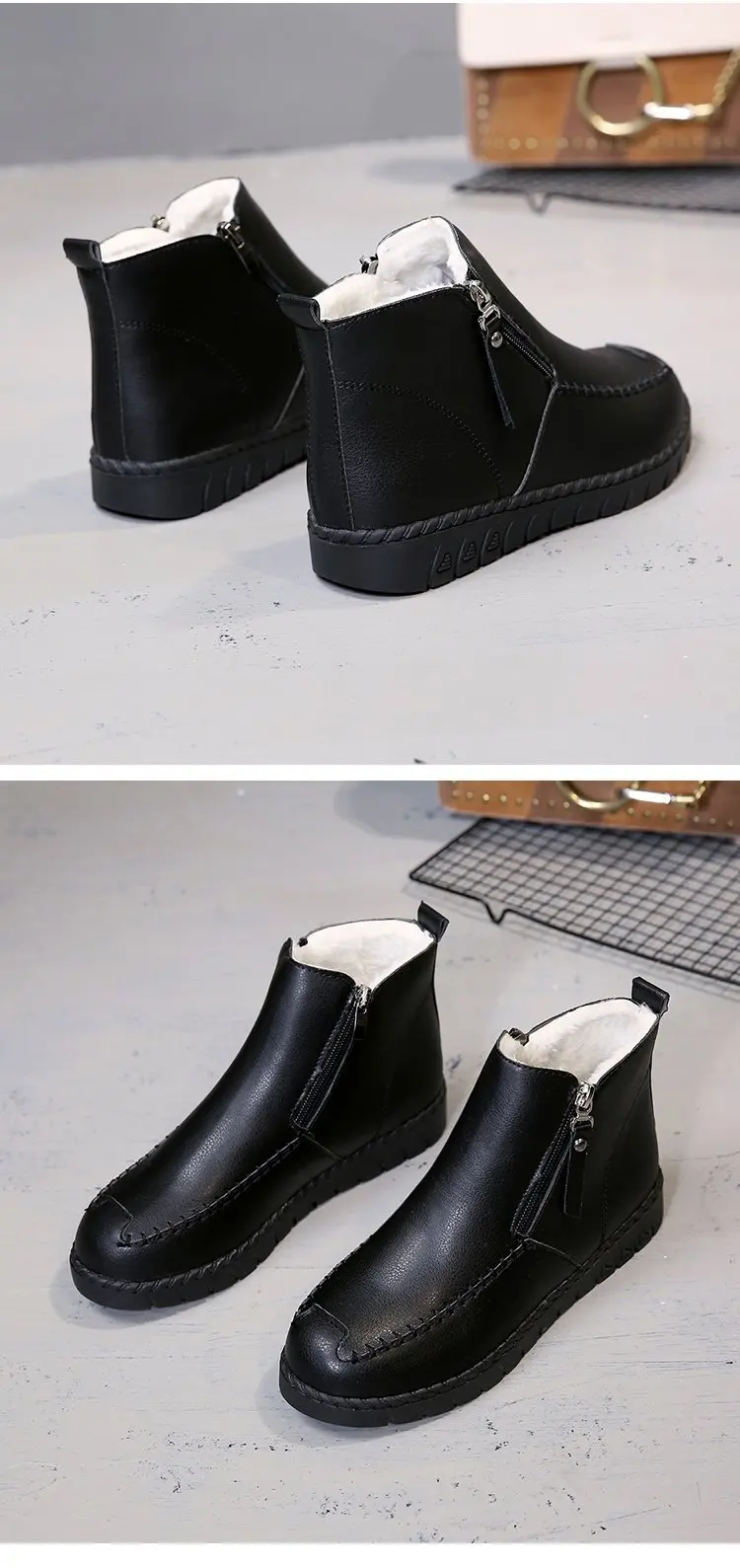 Женская обувь; зимние теплые меховые ботильоны для женщин; зимние ботинки; кожаные кроссовки; черные зимние ботинки на меху; женские ботинки; rtg5