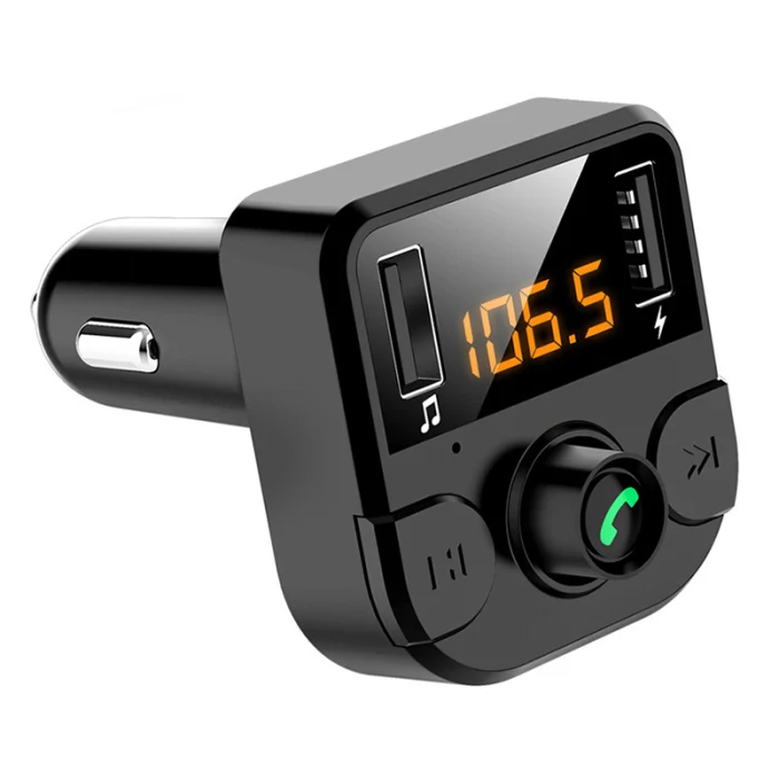 Автомобильное зарядное устройство с двумя usb-портами 2.1A 1A, Bluetooth 5,0, автомобильный комплект, беспроводной fm-передатчик, воспроизведение музыки, громкая связь, вызов DU55