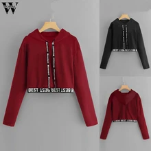 Womail кофты Для женщин Повседневное футболка с надписью, с длинными рукавами, сращивания пуловер для новорожденных мальчиков, куртки с капюшоном на осень, на каждый день, однотонный Для женщин s Толстовка Sudadera S-XXL