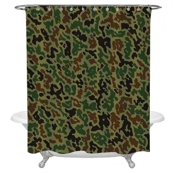 

Camo Bath Curtain,Military Summer Camouflage Pattern Grungy Texture Hidden in Jungle Retro Style Fabric Shower Curtains for