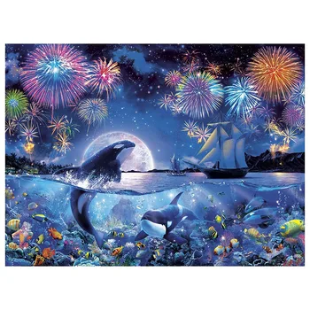 

Paint By Numbers for Adults and Kids DIY Oil Painting Gift Kits Pre-Printed Canvas Home Decoration-The Underwater World