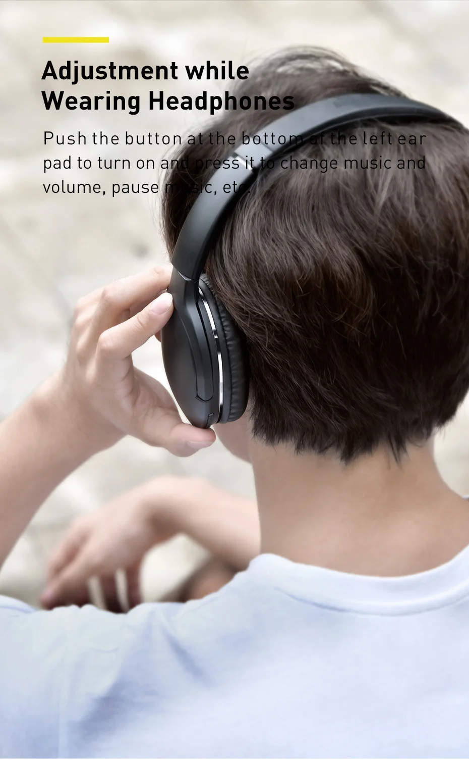 fio bluetooth 5.0 fone de ouvido dobrável