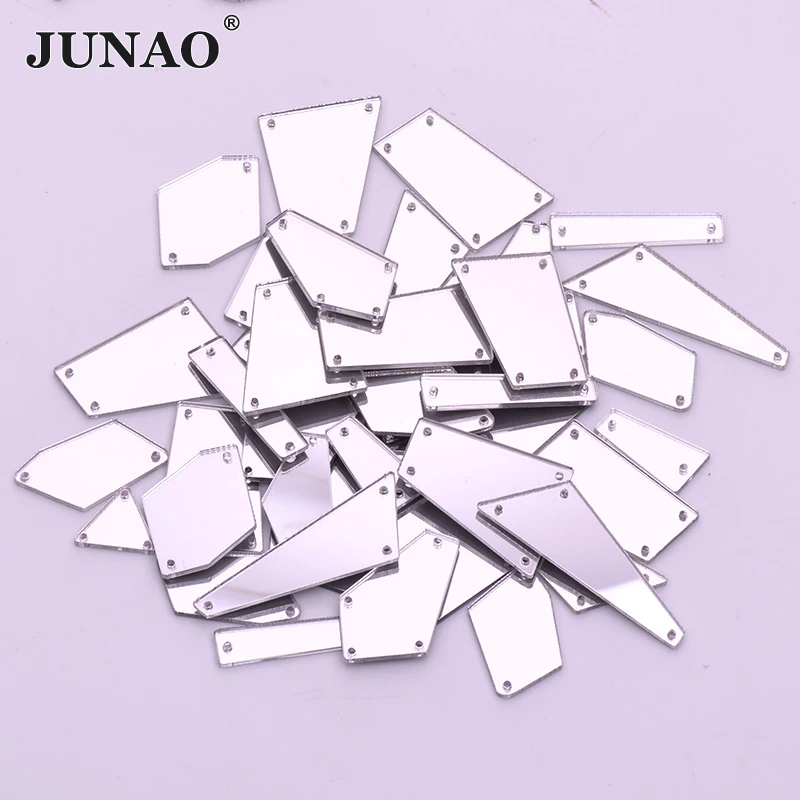 JUNAO-20pcs-Mix-Size-Sew-On-Clear-Mirror-Rhinestone-Silver-Applique-Flatback-Acrylic-Gems-Sewing-Strass